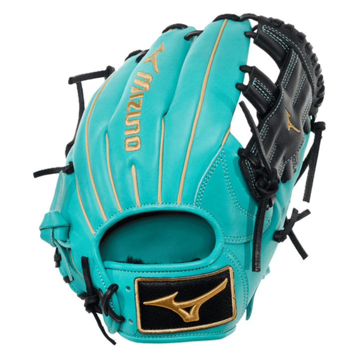 Mizuno MVP Prime Hisui GMVP1150P5 11.5 Inch Infield Baseball Glove Turquoise Black Gold back view