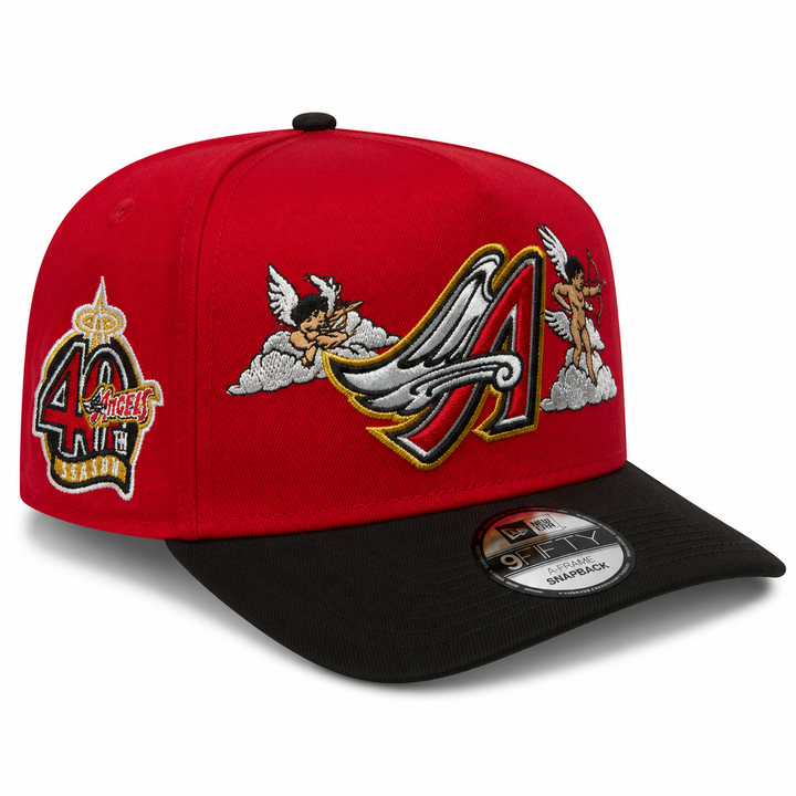 New Era Anaheim Angels 40th Anniversary 9FIFTY A-Frame curved snapback hat red black