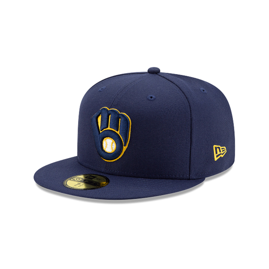 New Era Milwaukee Brewers 2020 Home 59FIFTY Fitted Hat Navy Blue front angled view