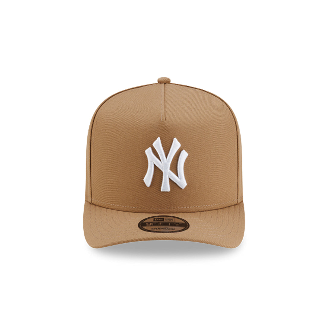 New York Yankees khaki 9FIFTY A-Frame cap front profile