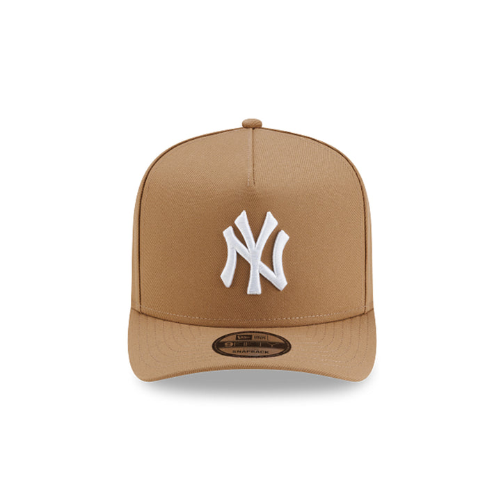 New York Yankees khaki 9FIFTY A-Frame cap front profile