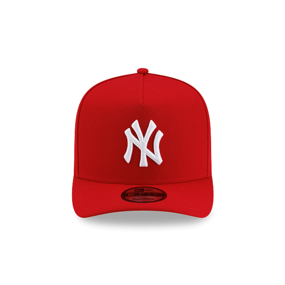 New York Yankees scarlet 9FIFTY A-Frame cap front profile