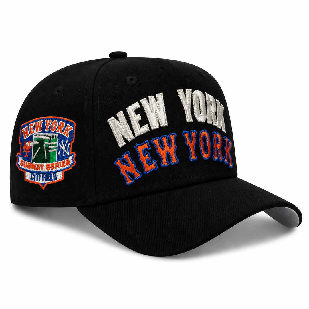 New York Yankees-Mets black 9FIFTY A-Frame curved snapback cap with Subway Series patch