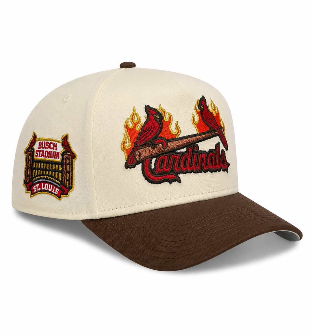 New Era St. Louis Cardinals Busch Stadium 9FIFTY A-Frame curved snapback hat cream walnut