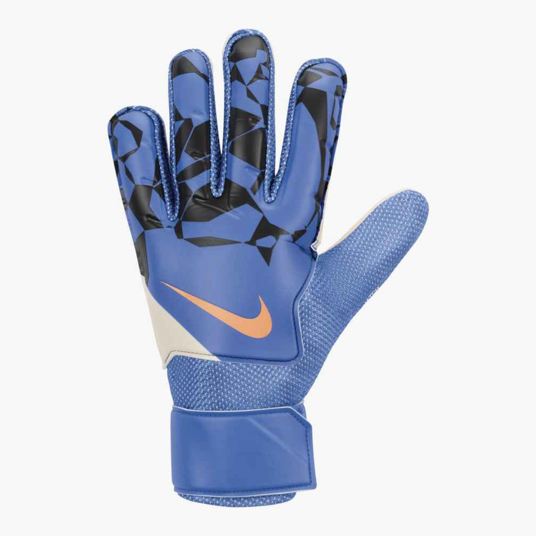 Nike Match Goalkeeper Soccer Gloves blue with orange Nike Swoosh