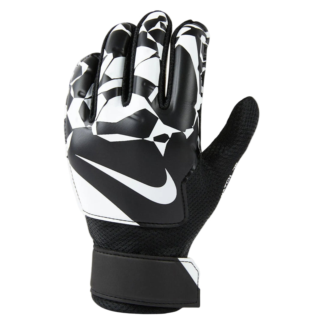 Nike Match Jr. goalkeeper soccer glove backhand black and white