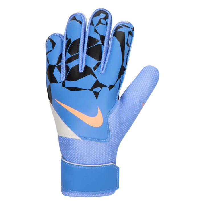 Blue Nike Match Jr. soccer goalkeeper glove front view