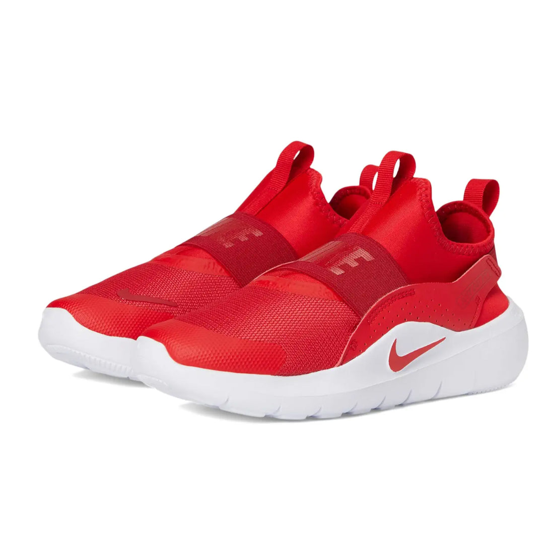 Nike Flex Runner 4 Kids Running Shoes Red Slip-On Lightweight Athletic Sneakers