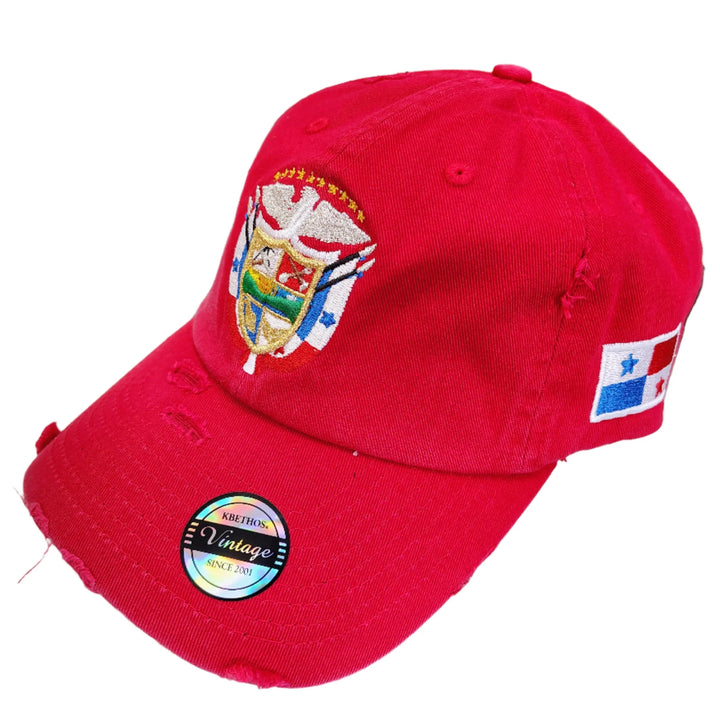 Vintage Panama Hats with Embroidered Panama Shield and Flag