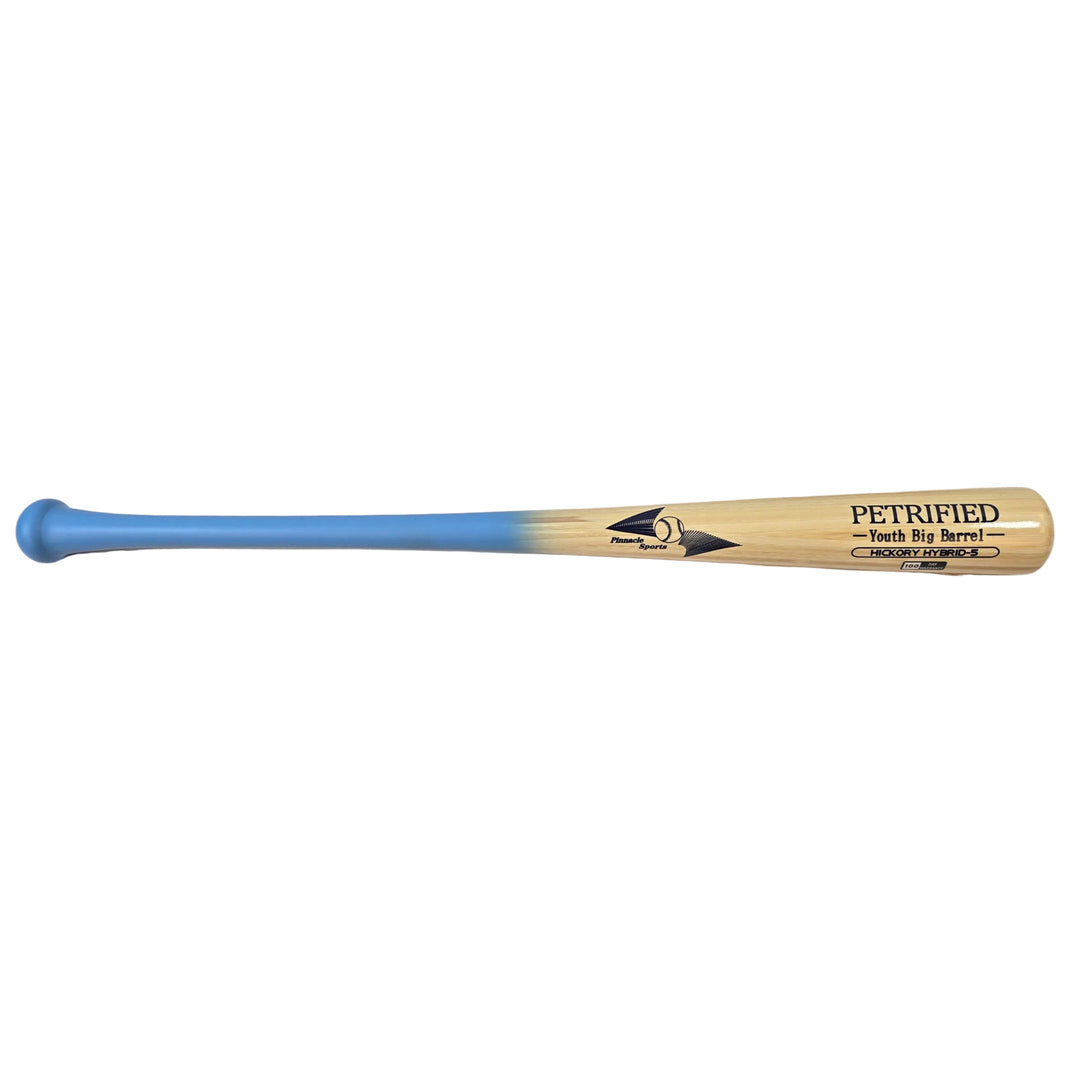 Pinnacle Sports Petrified Youth Big Barrel Hickory Bamboo baseball bat -5 Carolina Blue Natural
