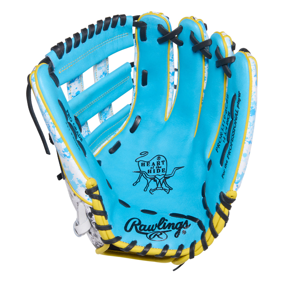 Rawlings Heart of the Hide ColorSync 10.0 Splatter 12.75 inch outfield baseball glove PROR3319-6CBB palm