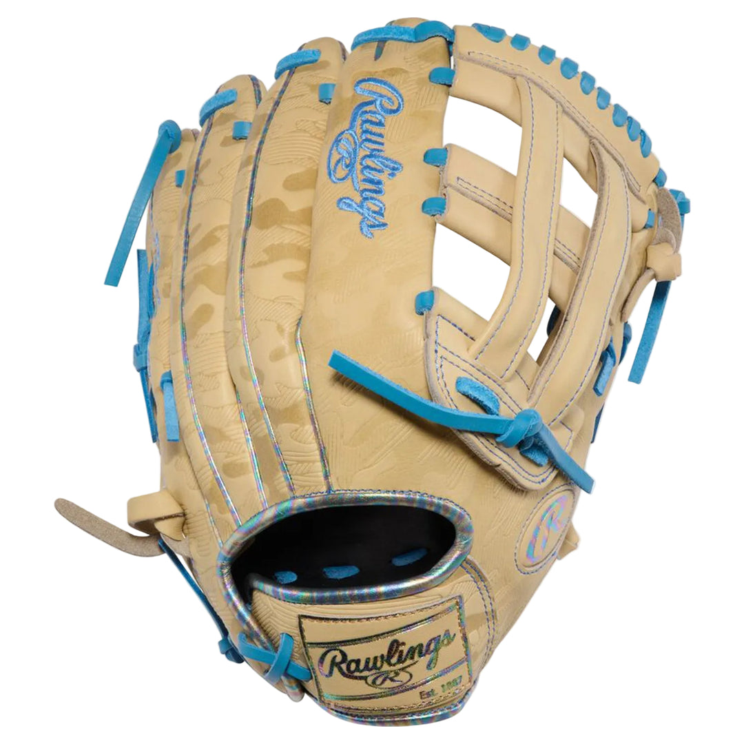 Rawlings ContoUR Fit baseball glove back shell with Columbia Blue embroidery