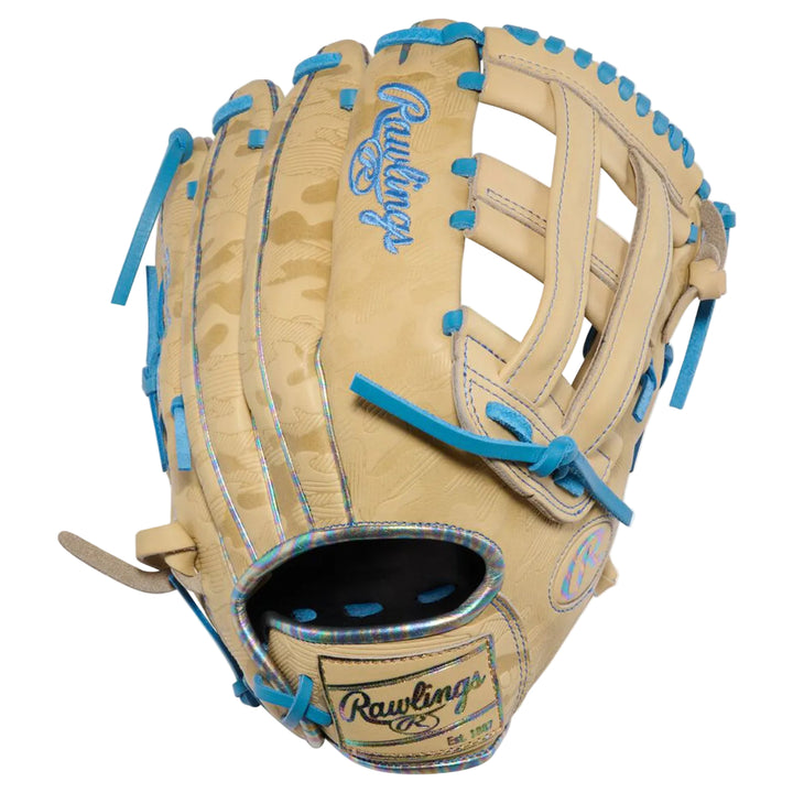 Rawlings ContoUR Fit baseball glove back shell with Columbia Blue embroidery