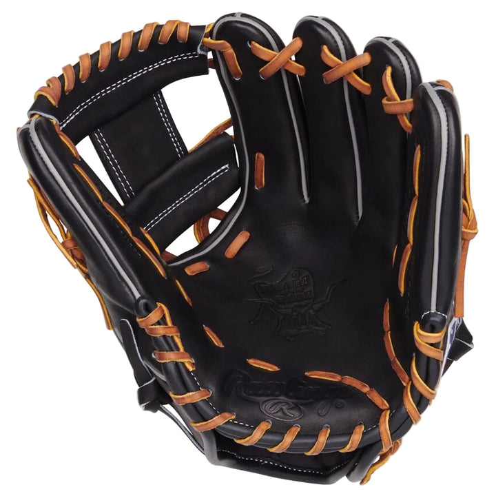 Rawlings Black Tan Pro I-Web baseball glove palm detail