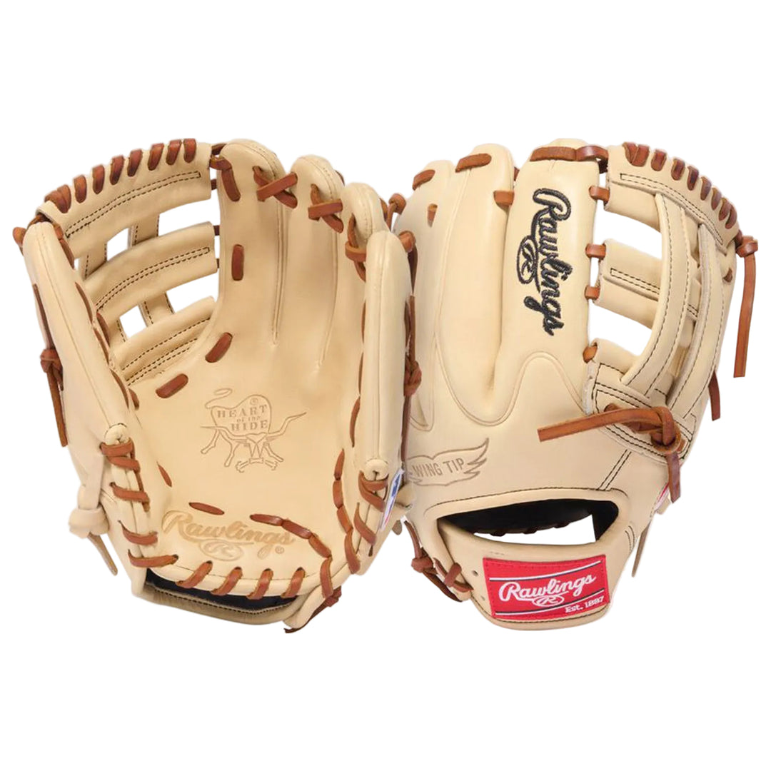 Rawlings camel Pro I-Web infield glove palm and exterior