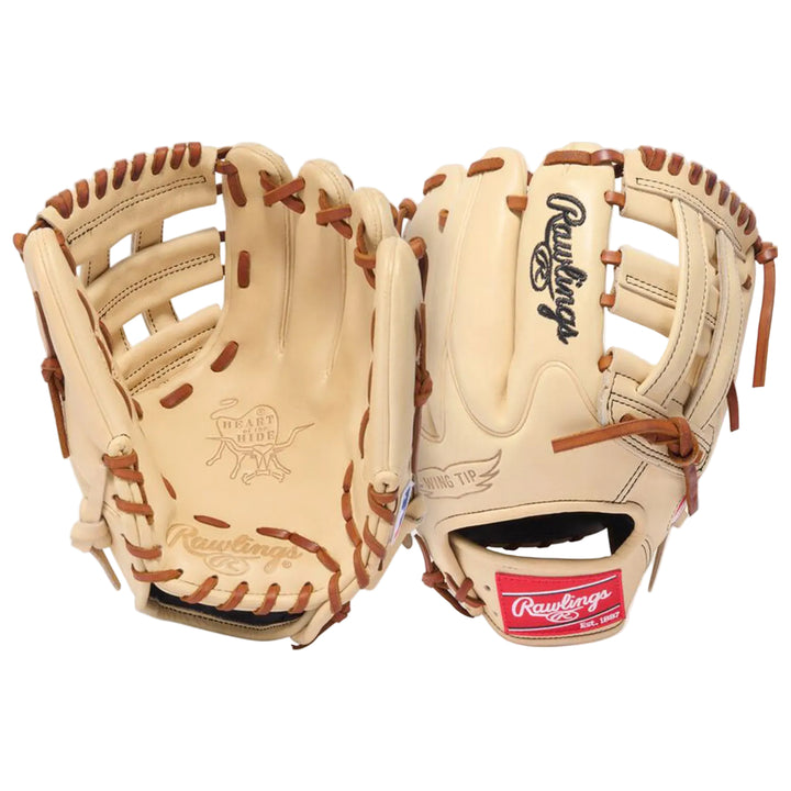 Rawlings camel Pro I-Web infield glove palm and exterior