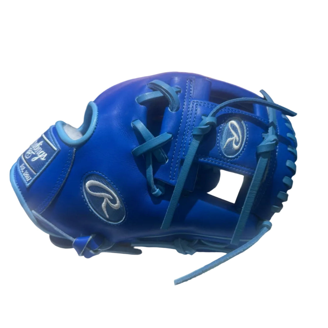 Rawlings PROS204-2 infield glove Royal Blue shell and light blue laces
