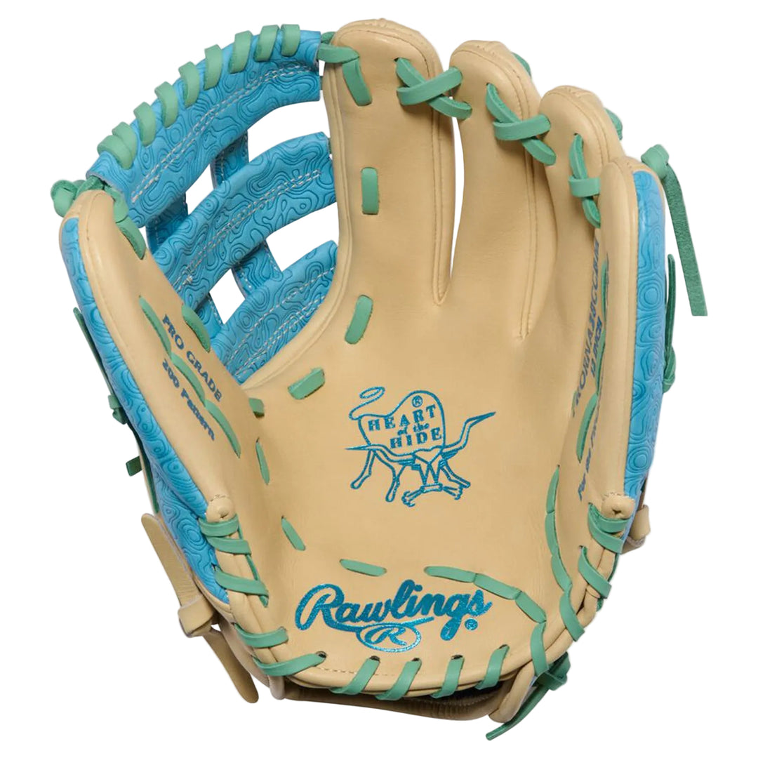 Rawlings PRORNA28N palm detail with Heart of the Hide logo