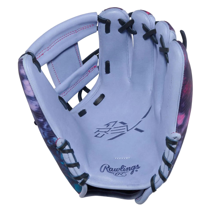 Rawlings REV1X 11.75-inch infield baseball glove palm view in periwinkle