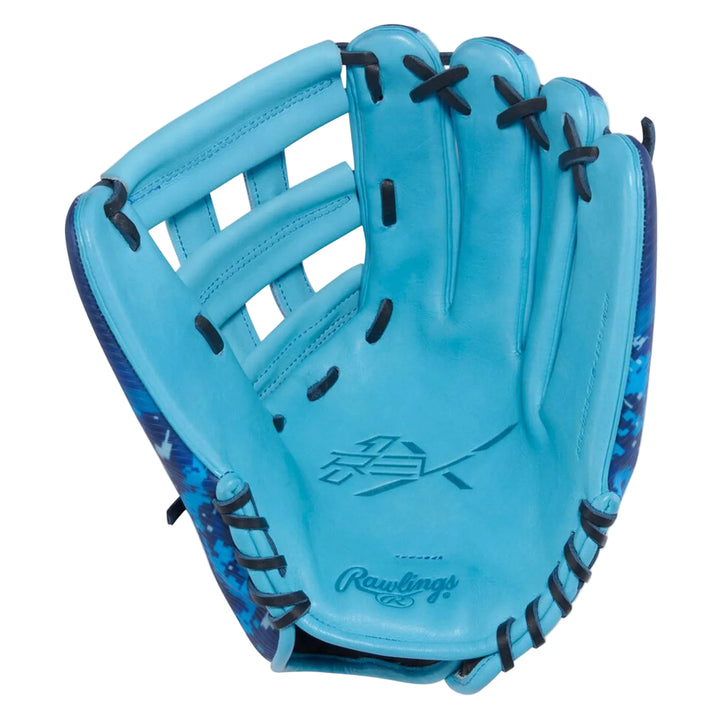 Rawlings REV1X 12.75-inch outfield baseball glove palm view in Columbia blue