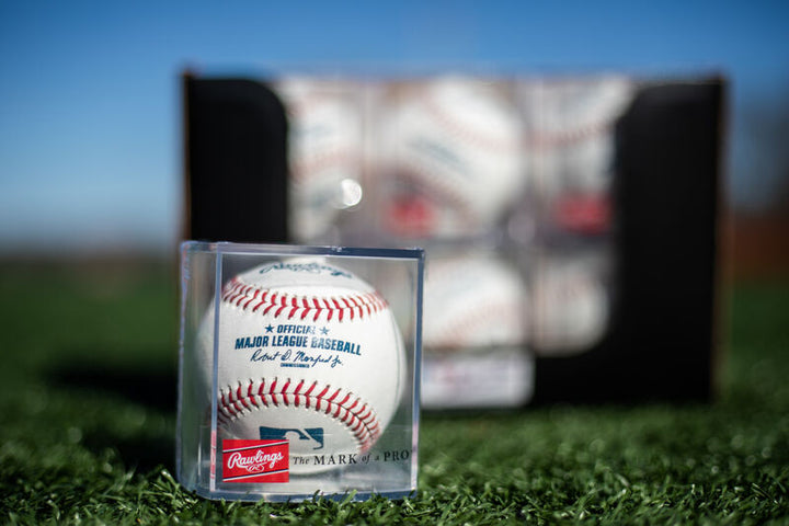 Rawlings official MLB baseball display cube lifestyle image