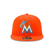 Miami Marlins 2017 MLB New Era Authentic On-Field Road 59FIFTY Fitted Hat-Orange