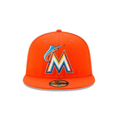 Miami Marlins 2017 MLB New Era Authentic On-Field Road 59FIFTY Fitted Hat - Orange