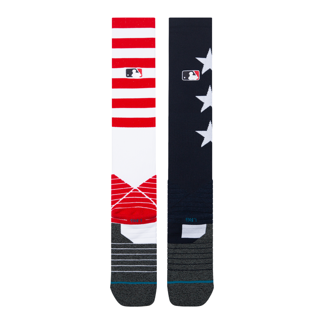 Official MLB Home Run Derby over-the-calf baseball socks back design