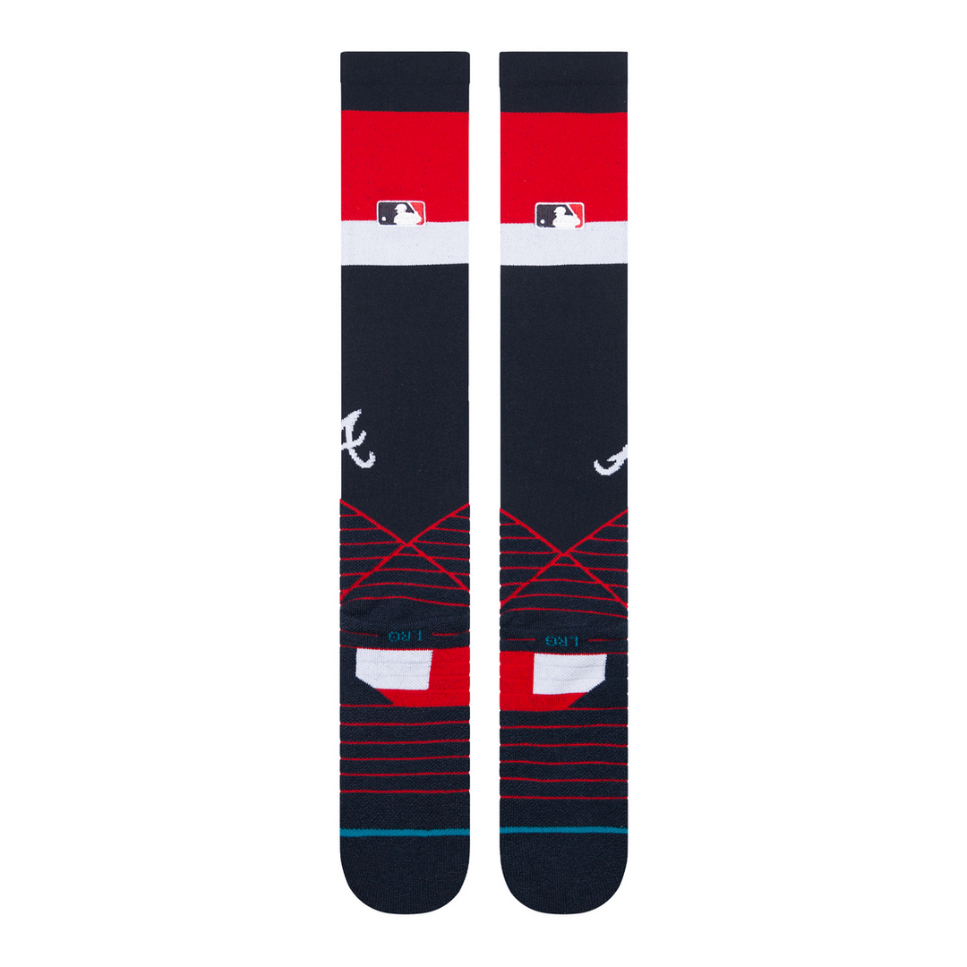 Atlanta Braves over the calf baseball socks back design