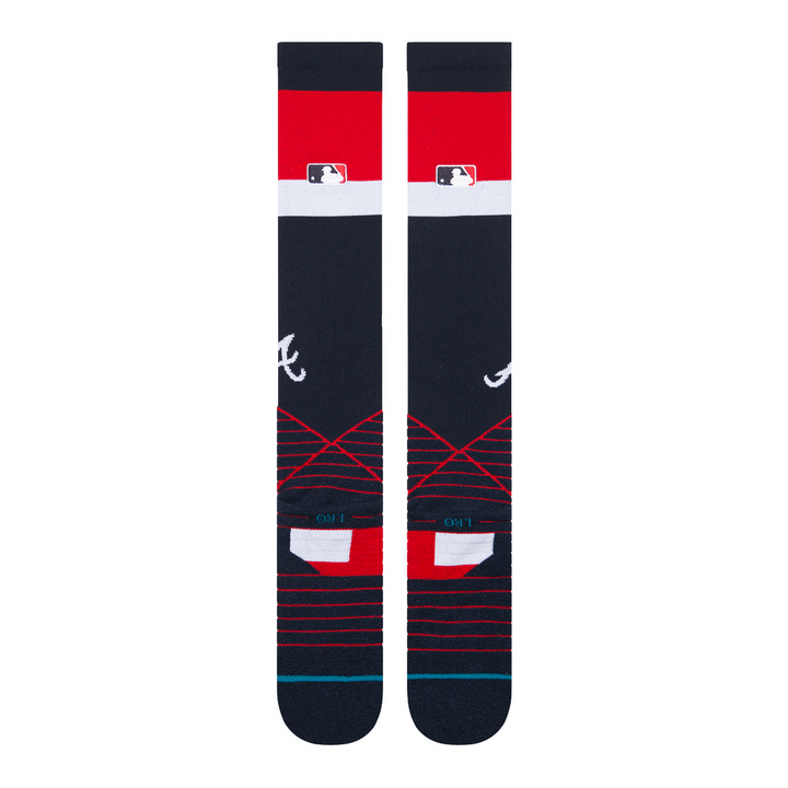 Atlanta Braves over the calf baseball socks back design