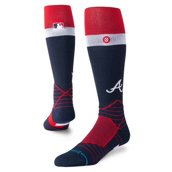 Stance Atlanta Braves Spring 2025 OTC baseball socks front angled view