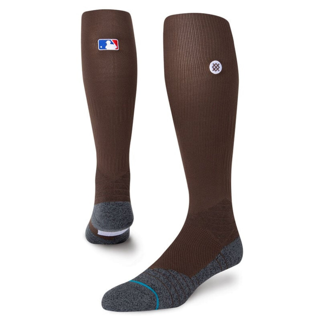 Stance Diamond Pro OTC brown baseball socks angled view