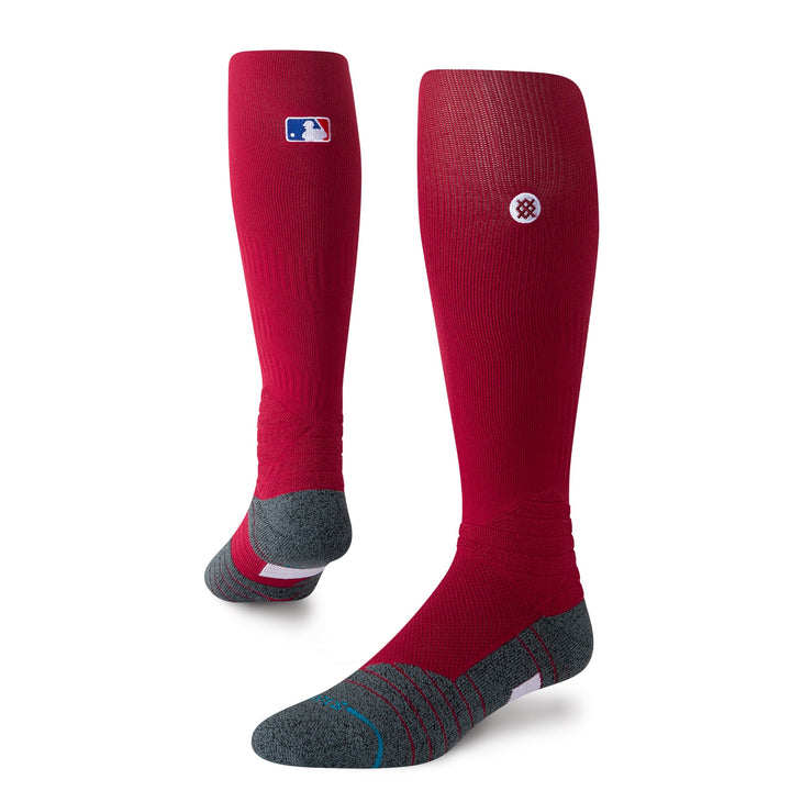 Stance Diamond Pro OTC burgundy baseball socks angled view