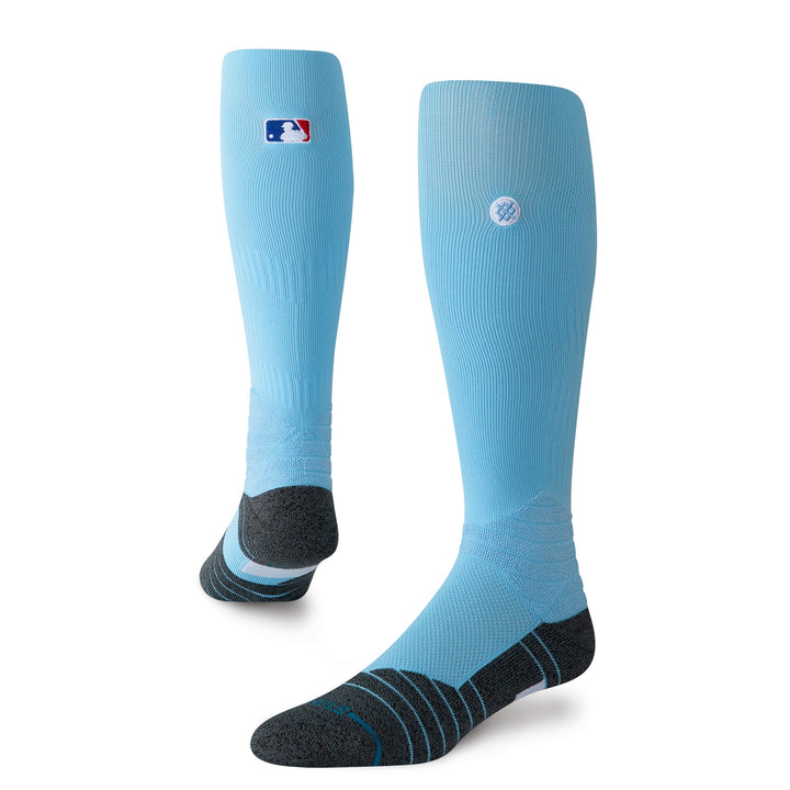 Stance Diamond Pro OTC light blue baseball socks angled view