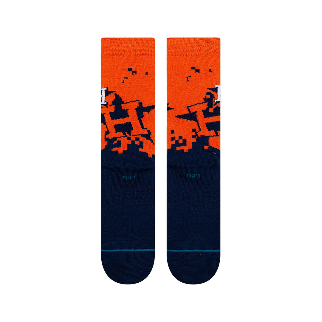 Rear view of Houston Astros Pixel crew socks