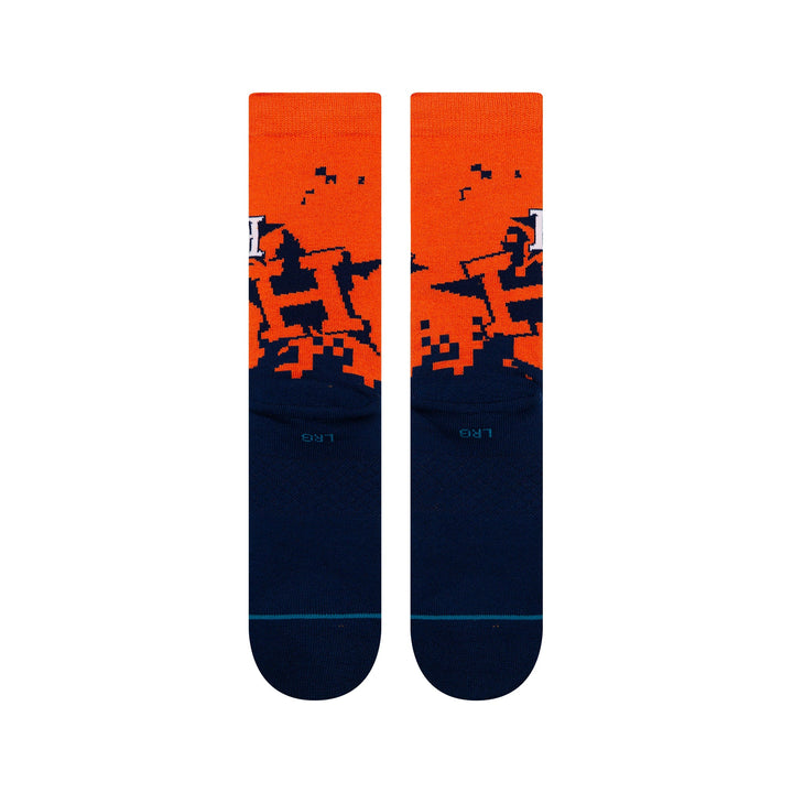 Rear view of Houston Astros Pixel crew socks