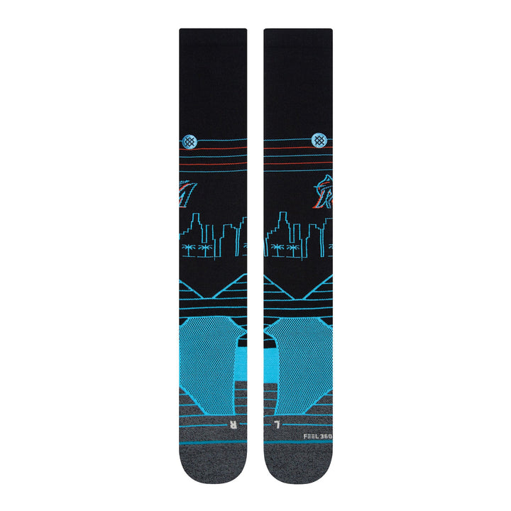 Miami Marlins Diamond Pro OTC socks with skyline graphics