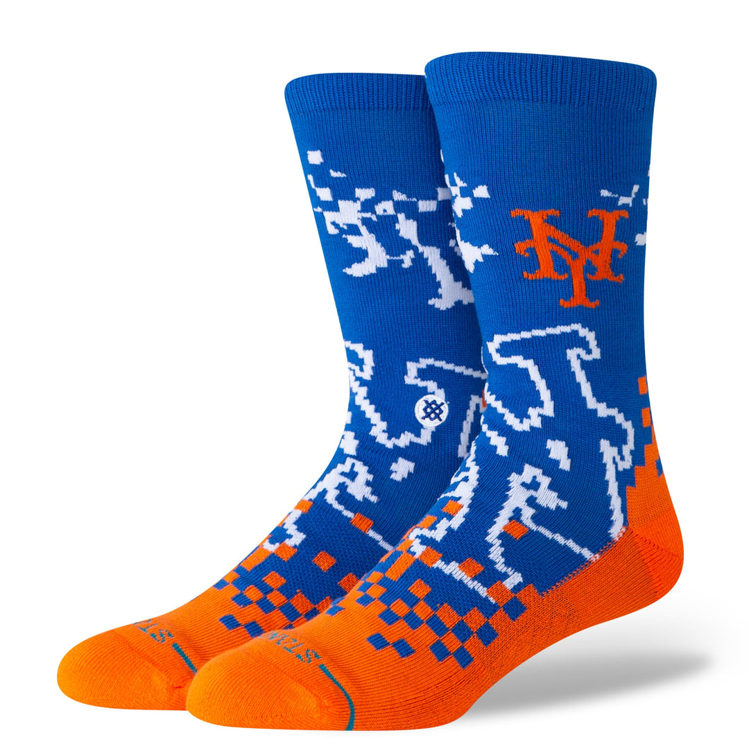Angled view of Stance New York Mets Pixel crew socks