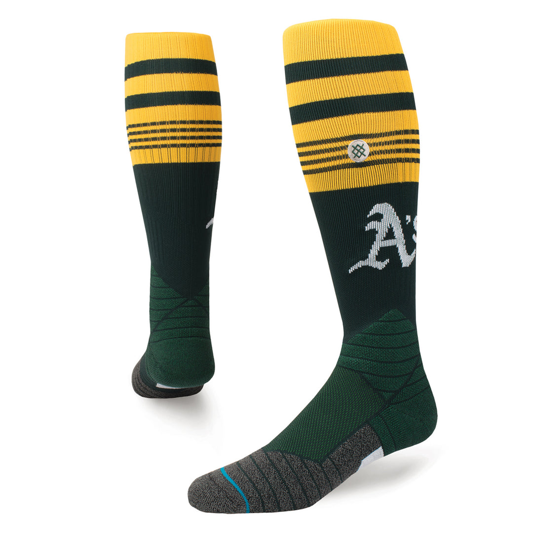Stance Oakland Athletics Diamond Pro OTC baseball socks angled view