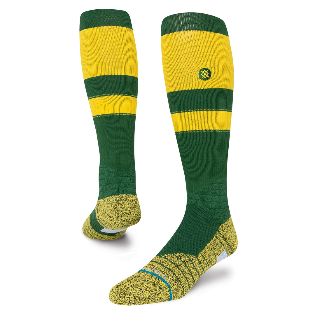 Green and Yellow Stance Stripes OTC performance baseball socks