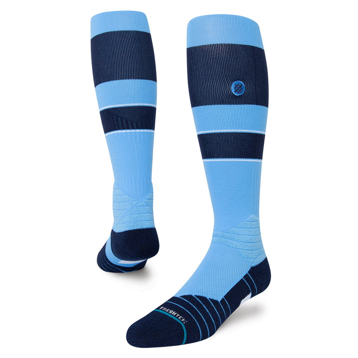 Stance Stripes OTC 2023 light blue baseball socks angled view