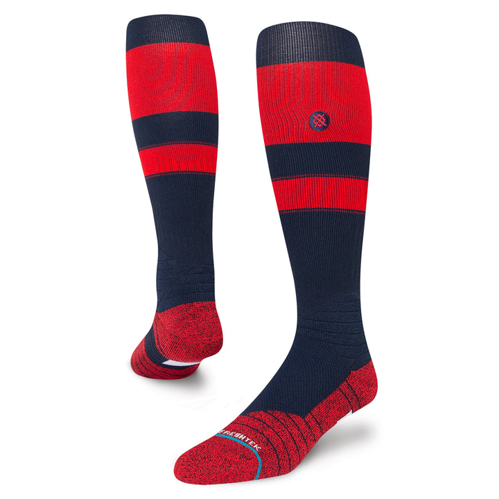 Stance Stripes OTC 2023 navy red baseball socks angled view