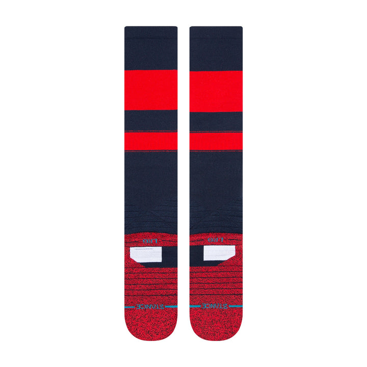 Rear profile navy and red Stance performance baseball socks