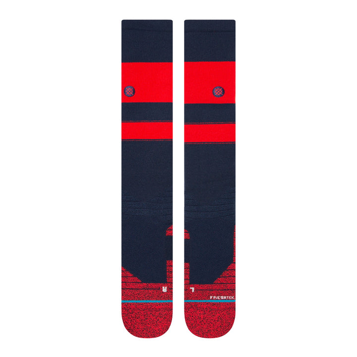 Front view navy red and white Stance Stripes OTC baseball socks