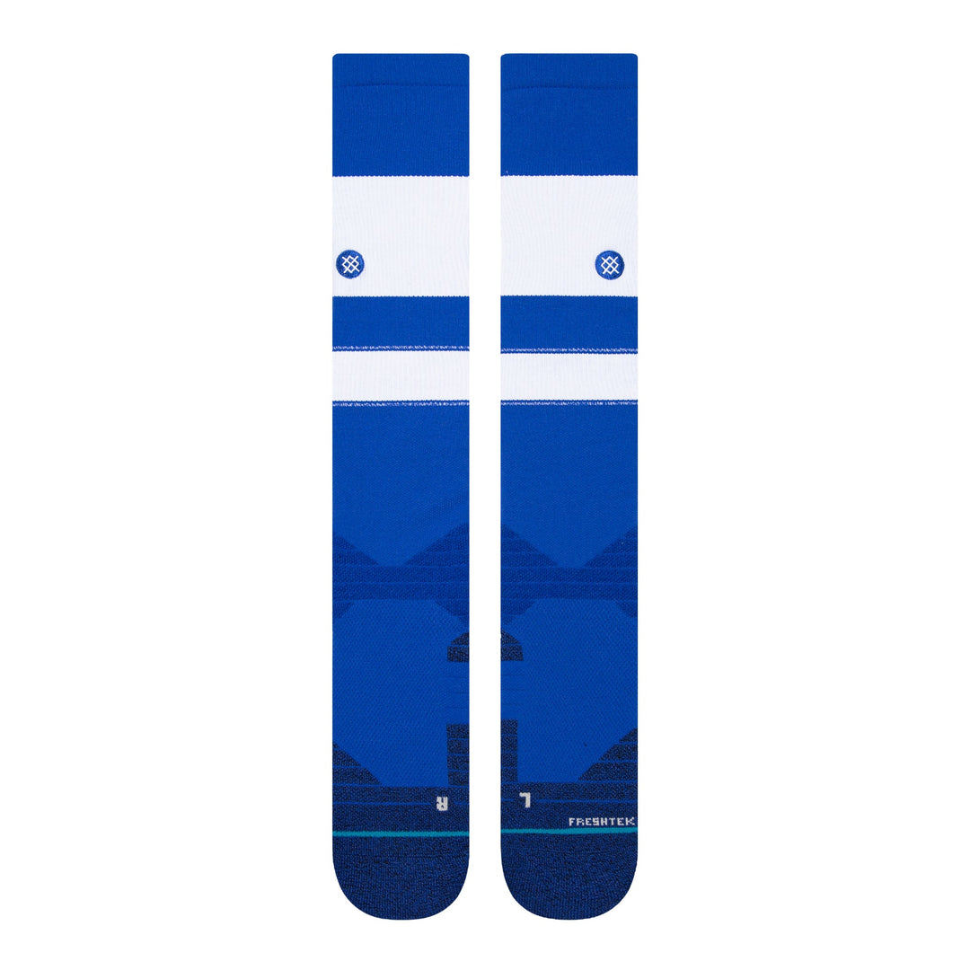 Front view white and blue Stance Stripes OTC baseball socks
