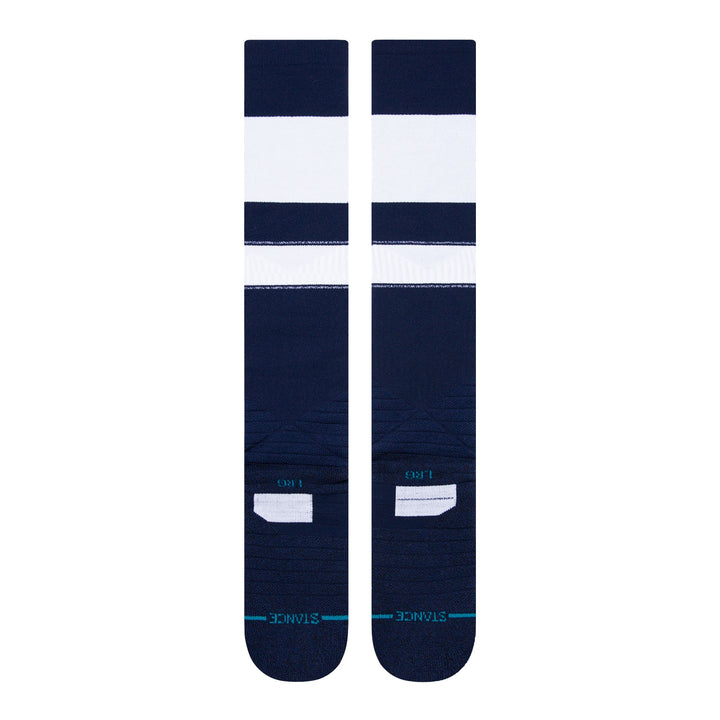 Rear profile white and navy Stance performance baseball socks