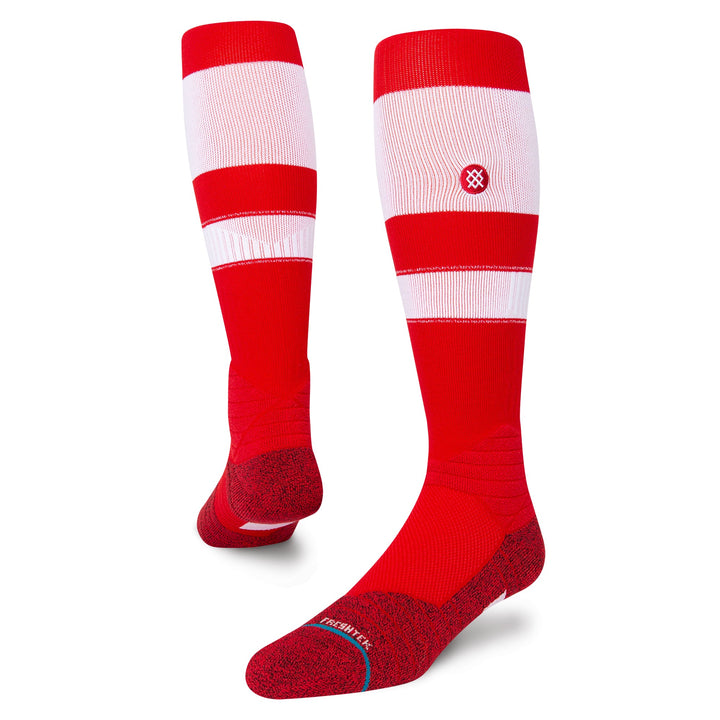White and red Stance Stripes OTC performance baseball socks