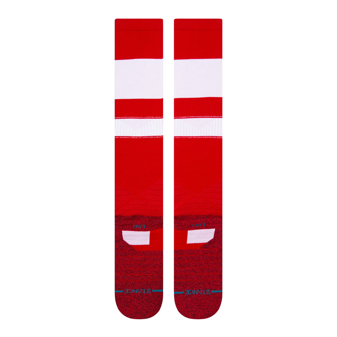 Back view white and red Stance Stripes OTC over-the-calf socks