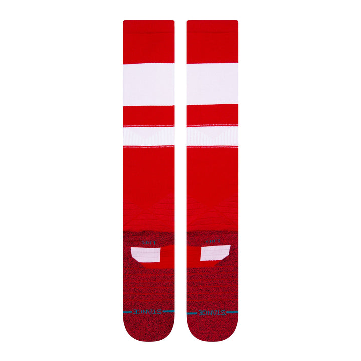 Back view white and red Stance Stripes OTC over-the-calf socks