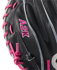 wilson-a2k-m23-33-5-inch-catchers-mitt-navy-pink-white right side close up 2